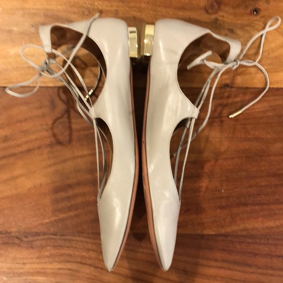 Aquazzura Christy Lace Up Leather Tan flats. Size 41. Excellent condition. - Picture 3 of 9